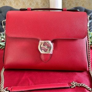 Auth. Gucci Leather Interlocking G shoulder Bag